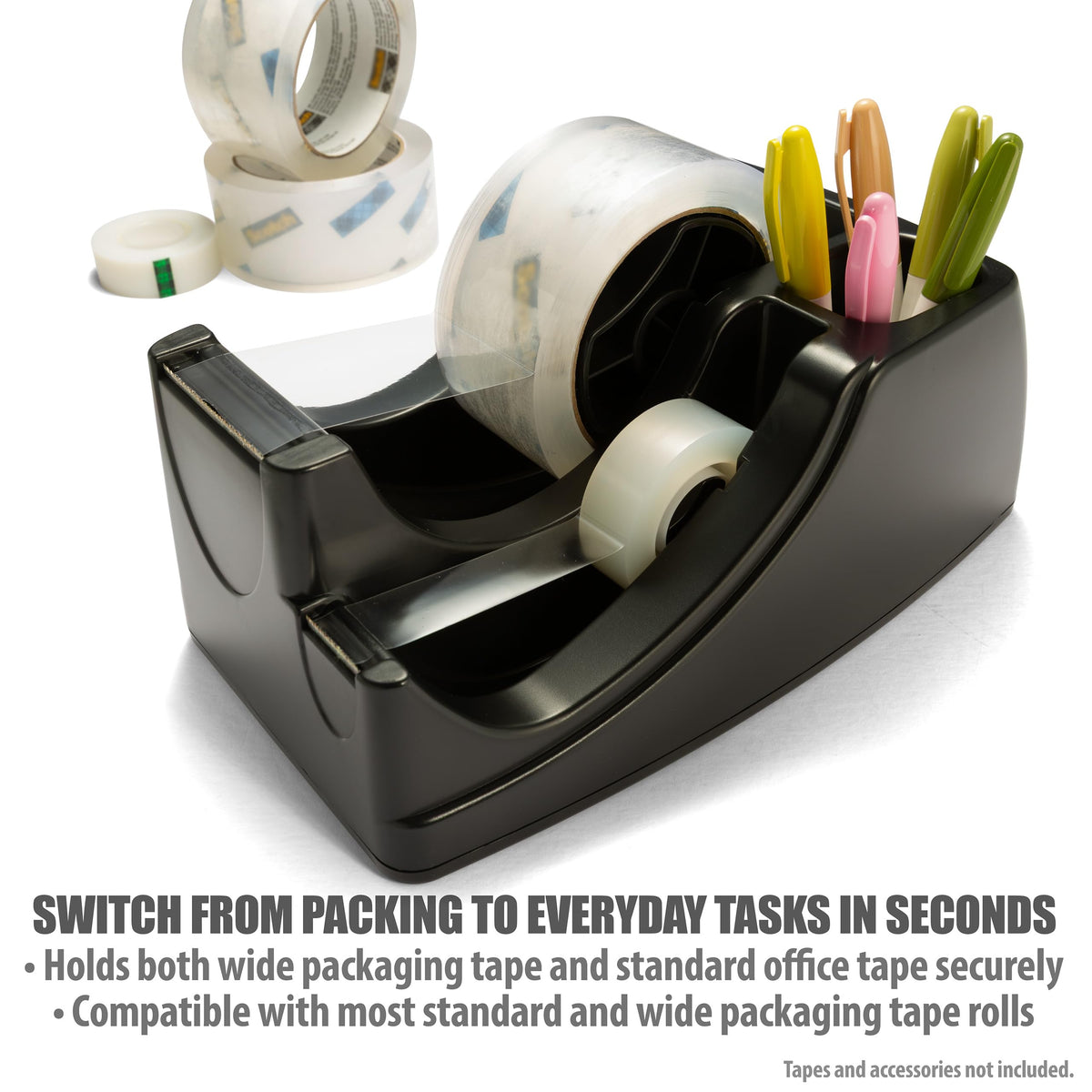 Officemate Tape Label Dispenser 96690, 2-Inch packaging tape and 3/4-Inch tape – view 3