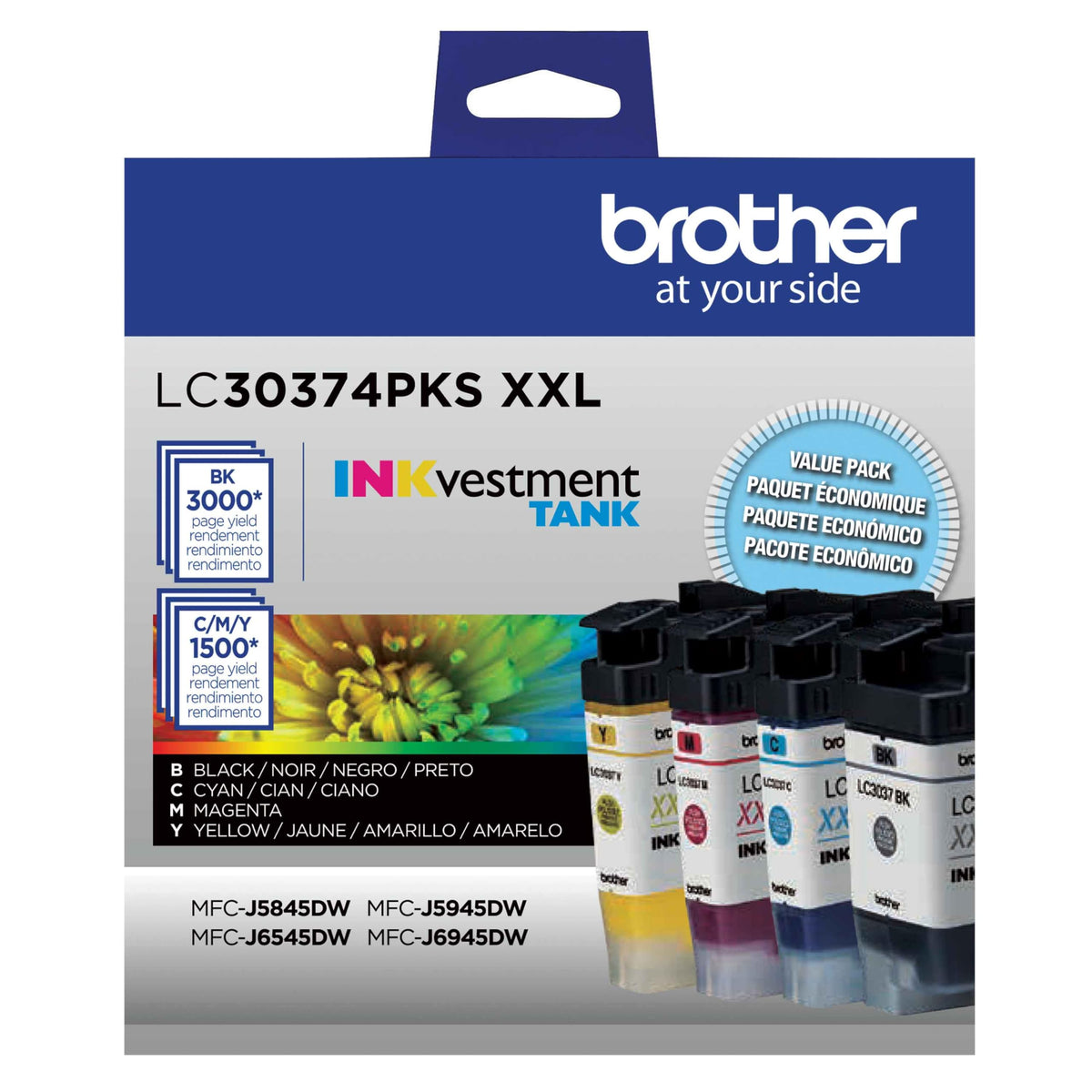 Brother Inkjet Printer Ink LC30374PKS, Super High Yield, 4 Count