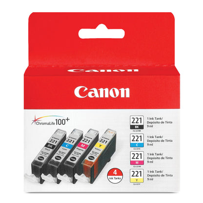 Canon Inkjet Printer Ink CLI221CLPK, -, 4 Count