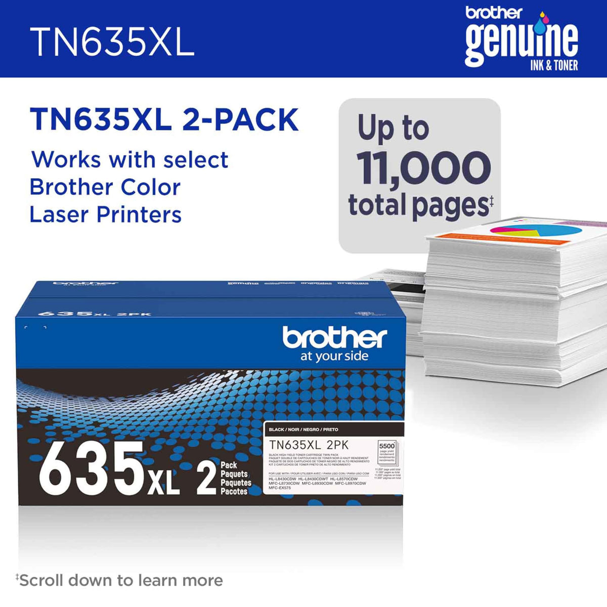 Brother Laser Printer Toner TN635XL 2PK, High Yield – view 2