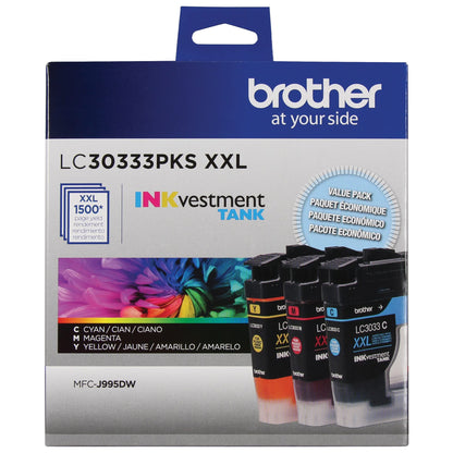 Brother Inkjet Printer Ink LC30333PKS, high yield, 3 Count