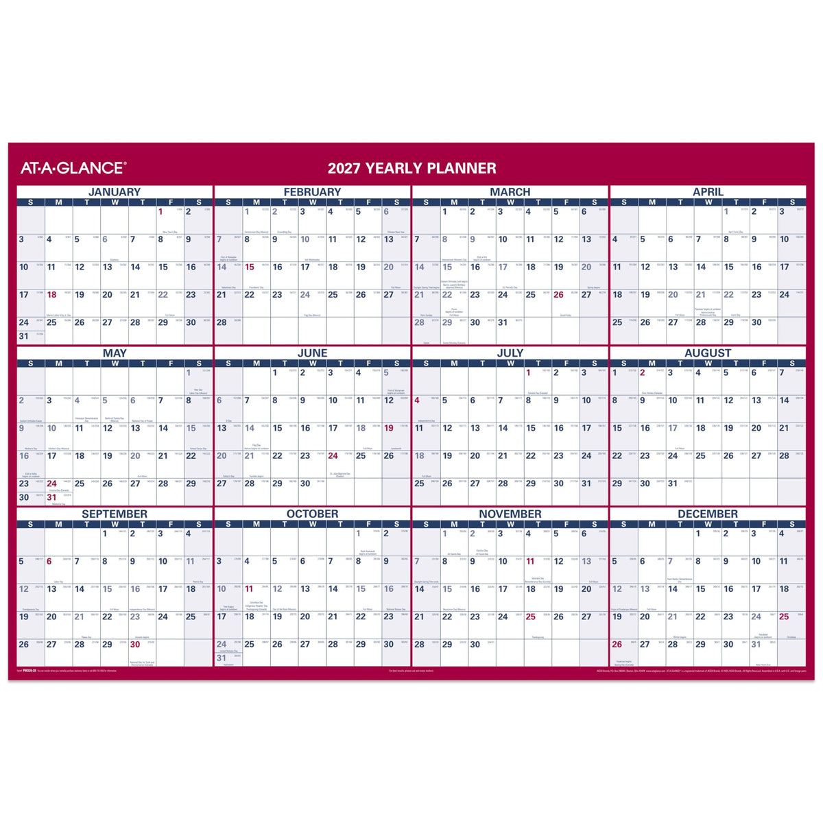 AT-A-GLANCE Calendar PM32628, 48"W x 32"H