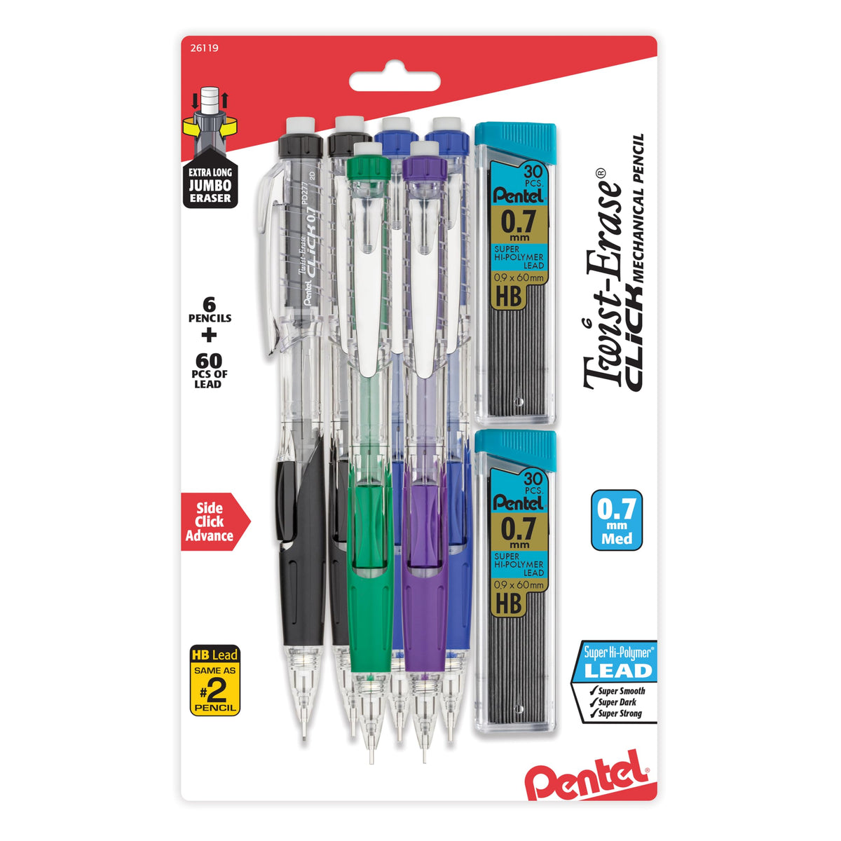 Pentel Writing Instrument PD277TLBPS6M, 6 Count