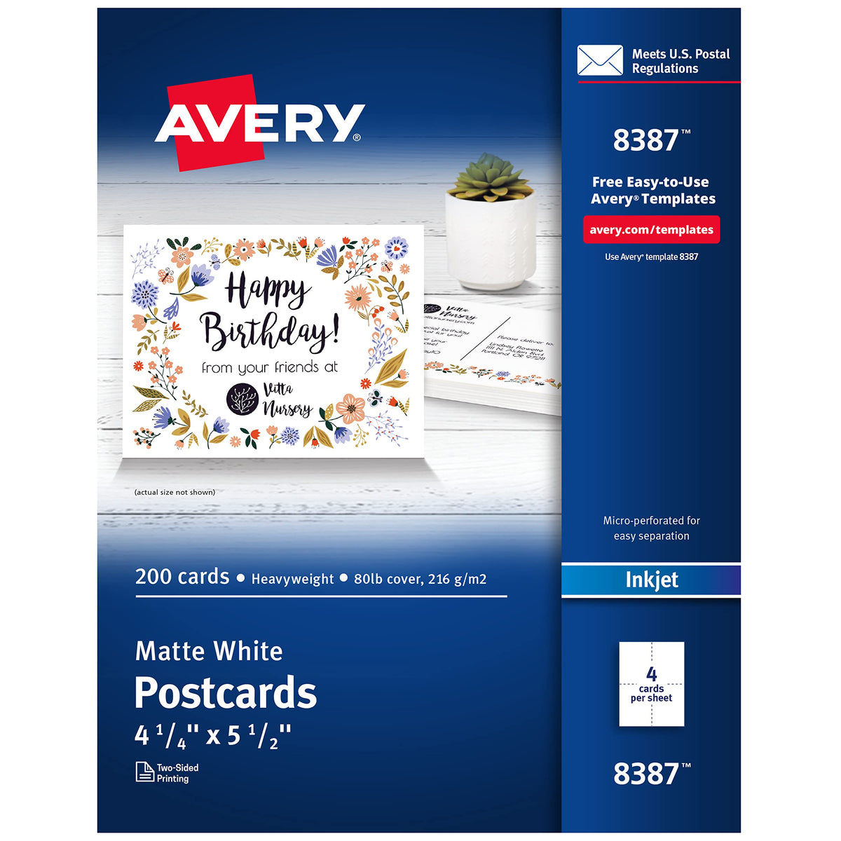 Avery Card Stock 8387, 4.25" x 5.5"