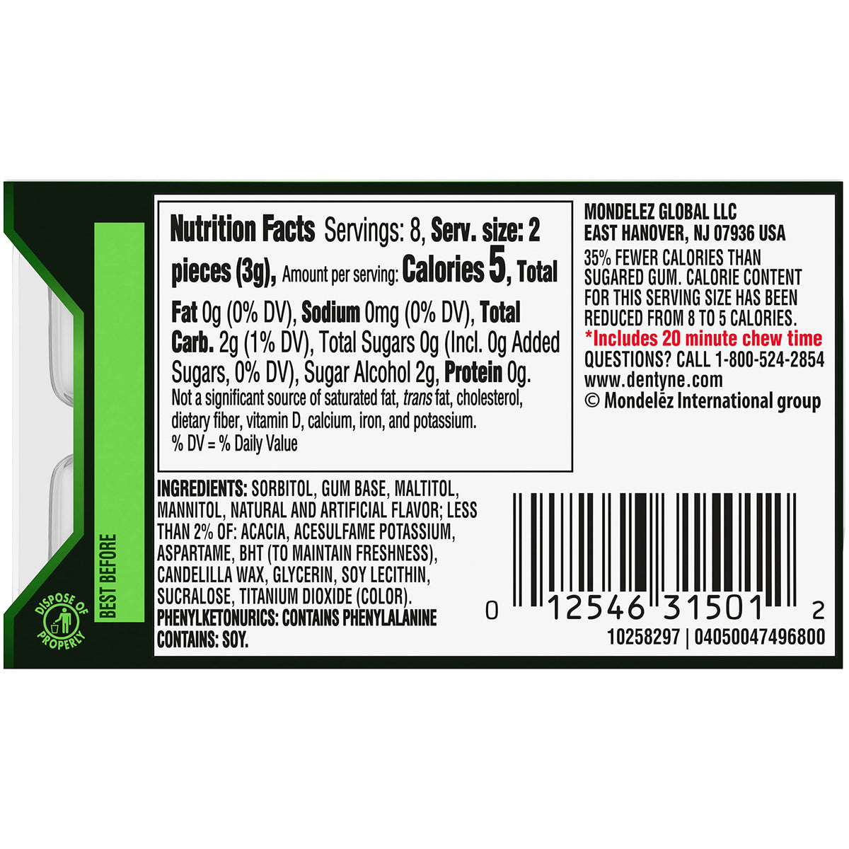 Dentyne Chewing Gum 00012546097291, 16 Count (Pack of 9), 144 Count – view 2