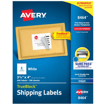 Avery Label 8464, 3 1/3" x 4", 600 Count