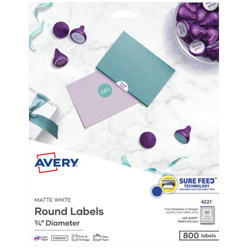 Avery Label 4221, 3/4", 800 Count