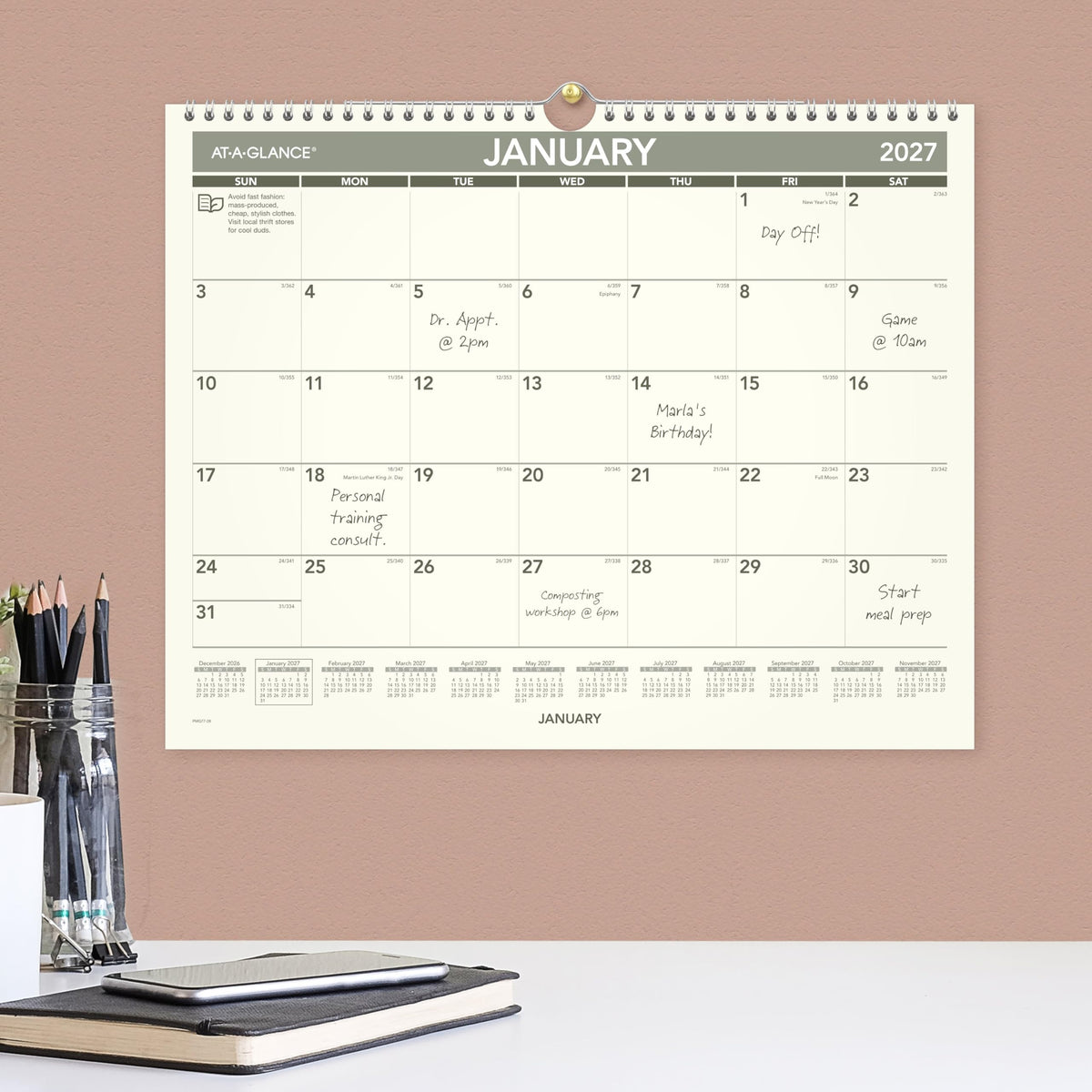AT-A-GLANCE Calendar PMG7728, 15"W x 12"H – view 2