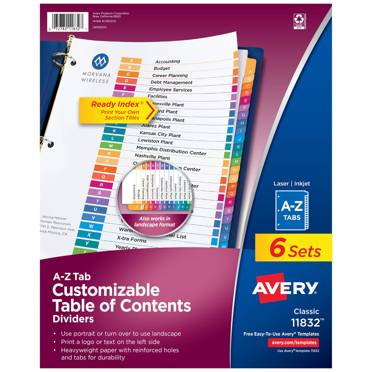 Avery Binder Divider 11832, Standard, 6 Count