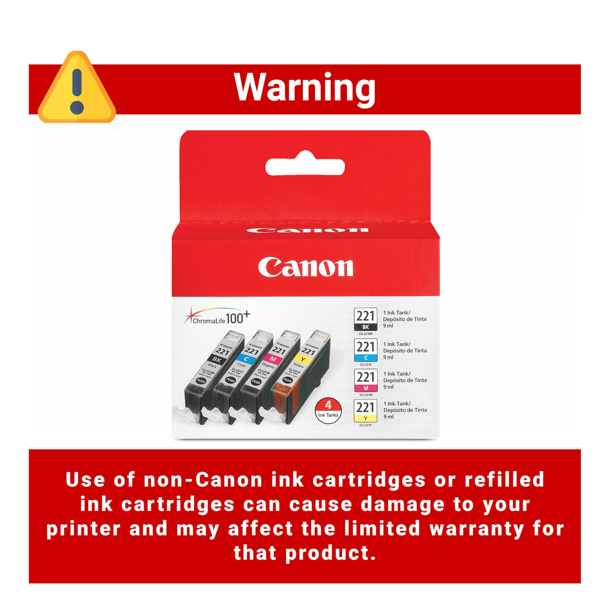 Canon Inkjet Printer Ink CLI221CLPK, -, 4 Count – view 3
