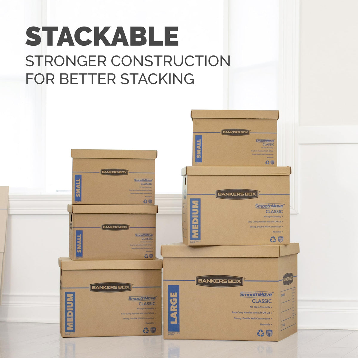Bankers Box Storage Box 7717201, 8 Pack of Medium Boxes – view 9