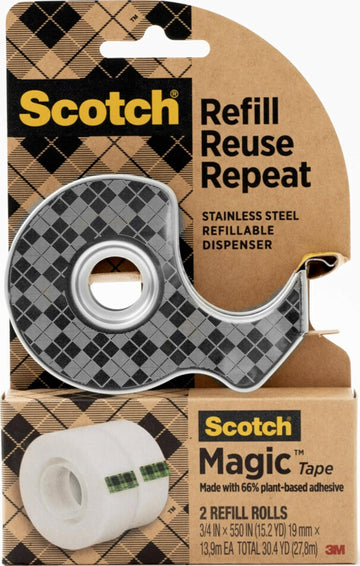 Scotch Adhesive Tapes 123R, 2 Rolls + Dispenser