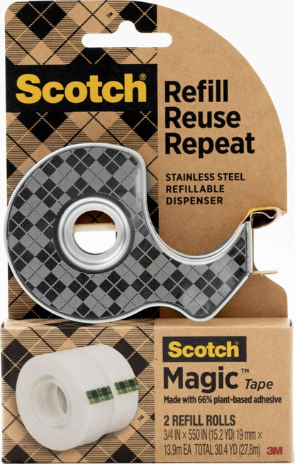 Scotch Adhesive Tapes 123R, 2 Rolls + Dispenser