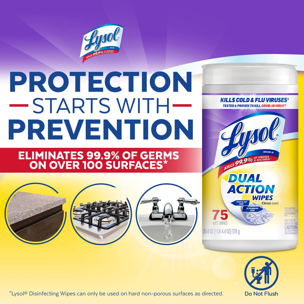 Lysol Surface Cleaning Wipe RAC81700, 75 Count – view 5