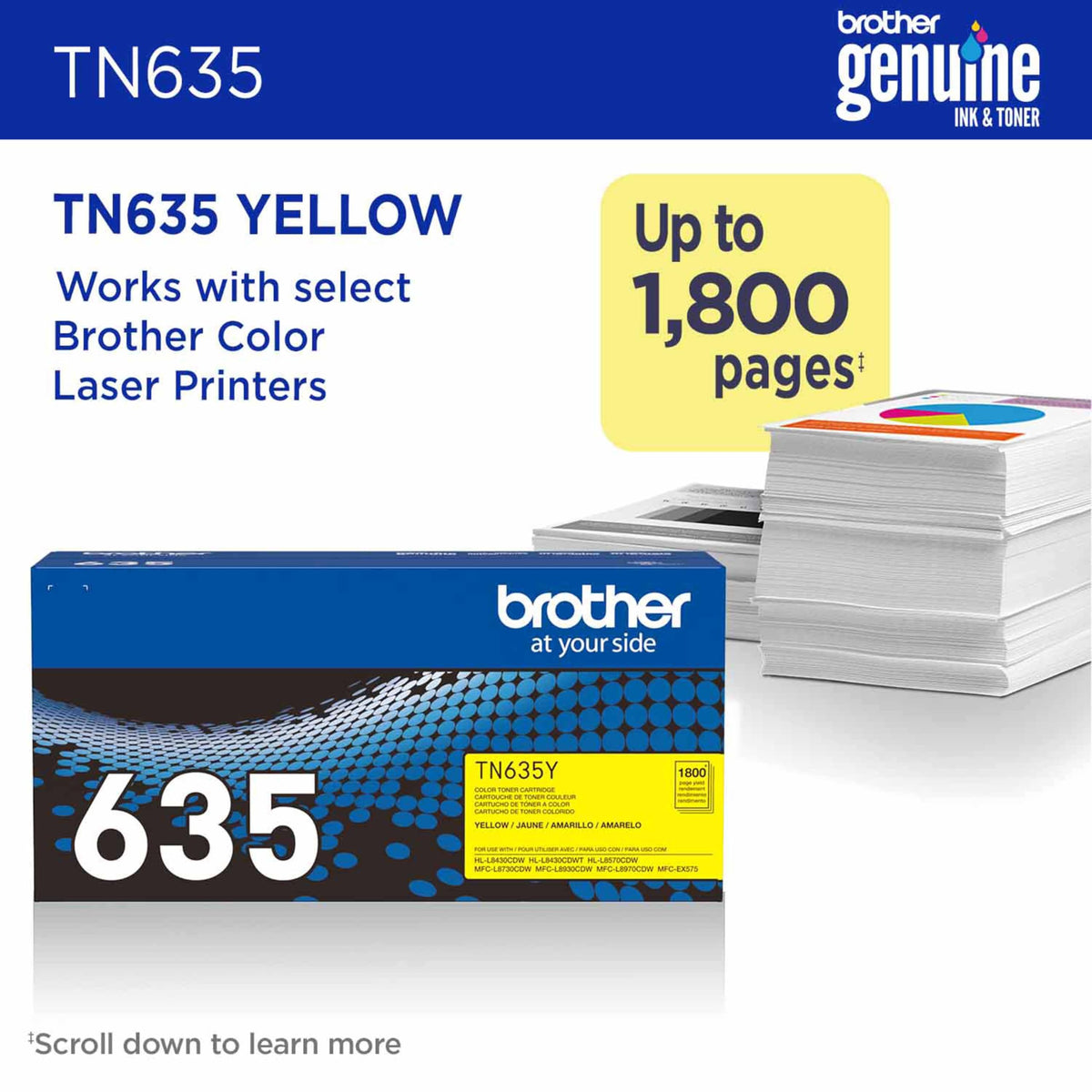 Brother Laser Printer Toner TN635Y, Standard Yield – view 2