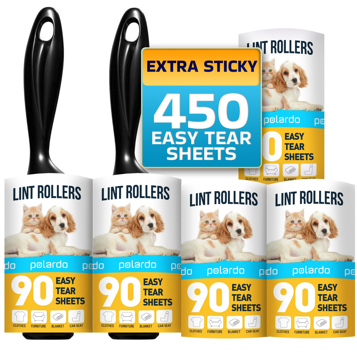 Polardo Lint Remover, 5 pcs - 450 Sheets - Single Pack