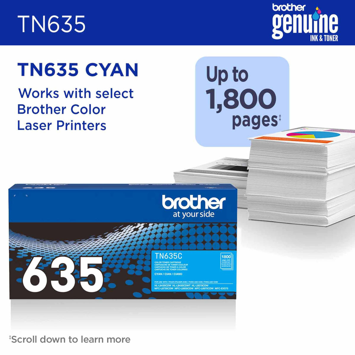 Brother Laser Printer Toner TN635C, Standard Yield – view 2