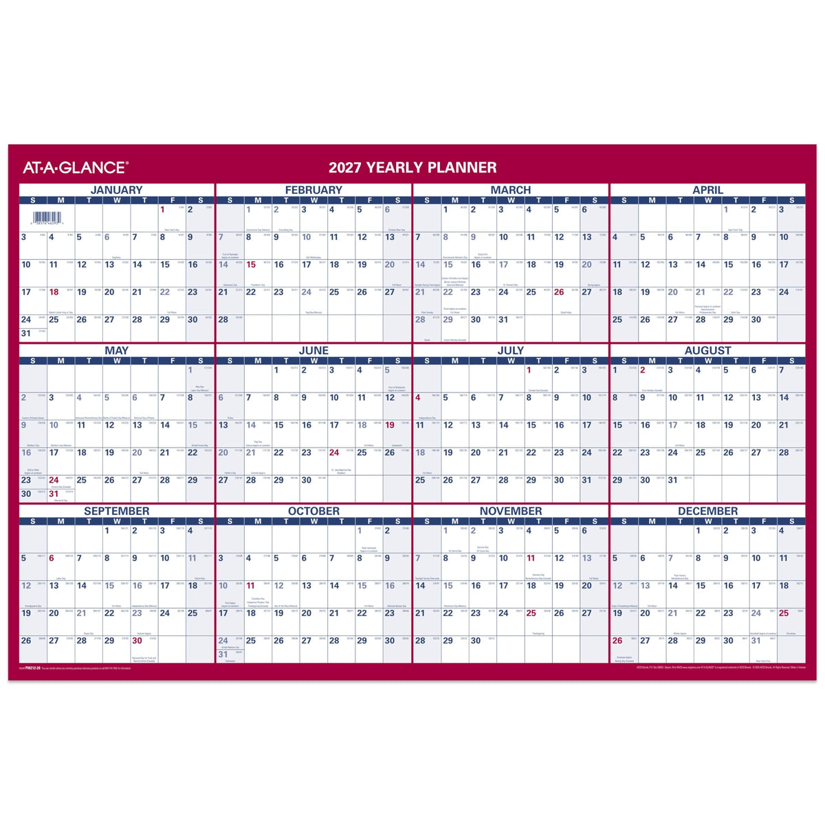 AT-A-GLANCE Calendar PM21228, 36"W x 24"H