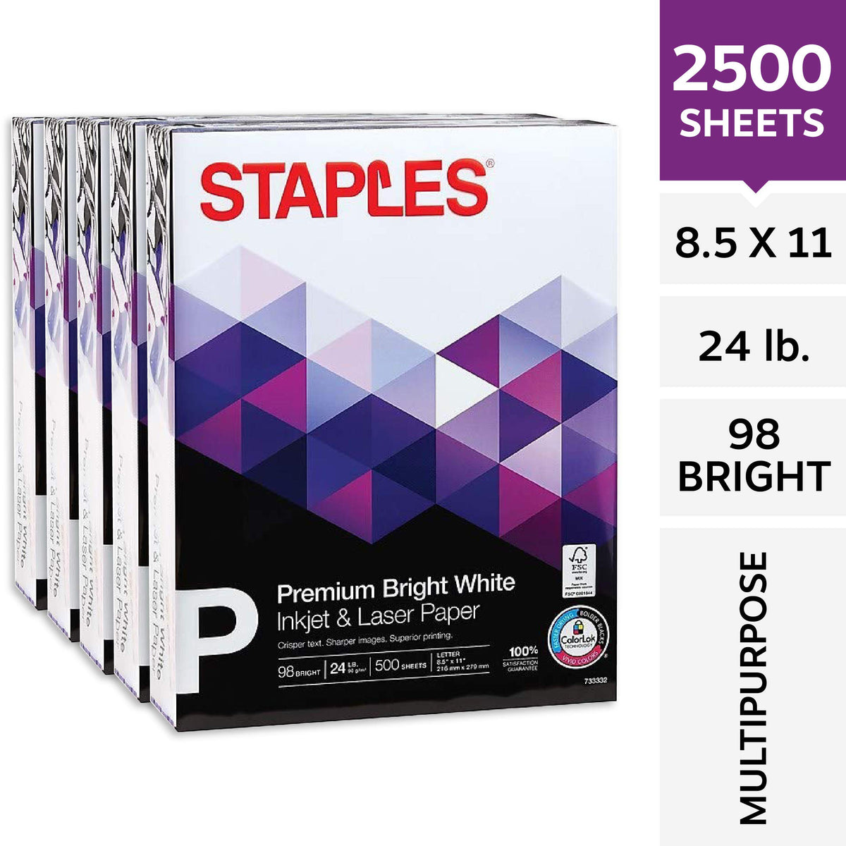 STAPLES Print Copy Paper 733330, 24 Lb. – view 2