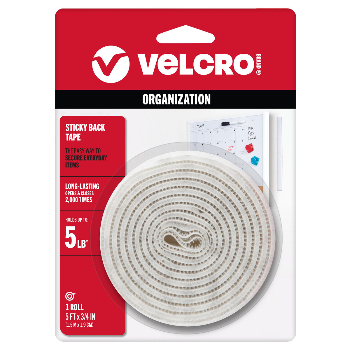 VELCRO Brand Hook Loop Fastener 90087, 5 ft x 3/4 in