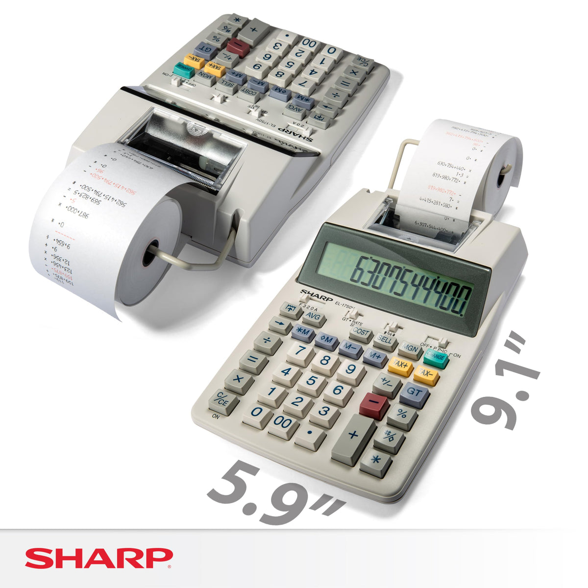 Sharp Calculator EL-1750V, 6-Pack Elongated – view 2