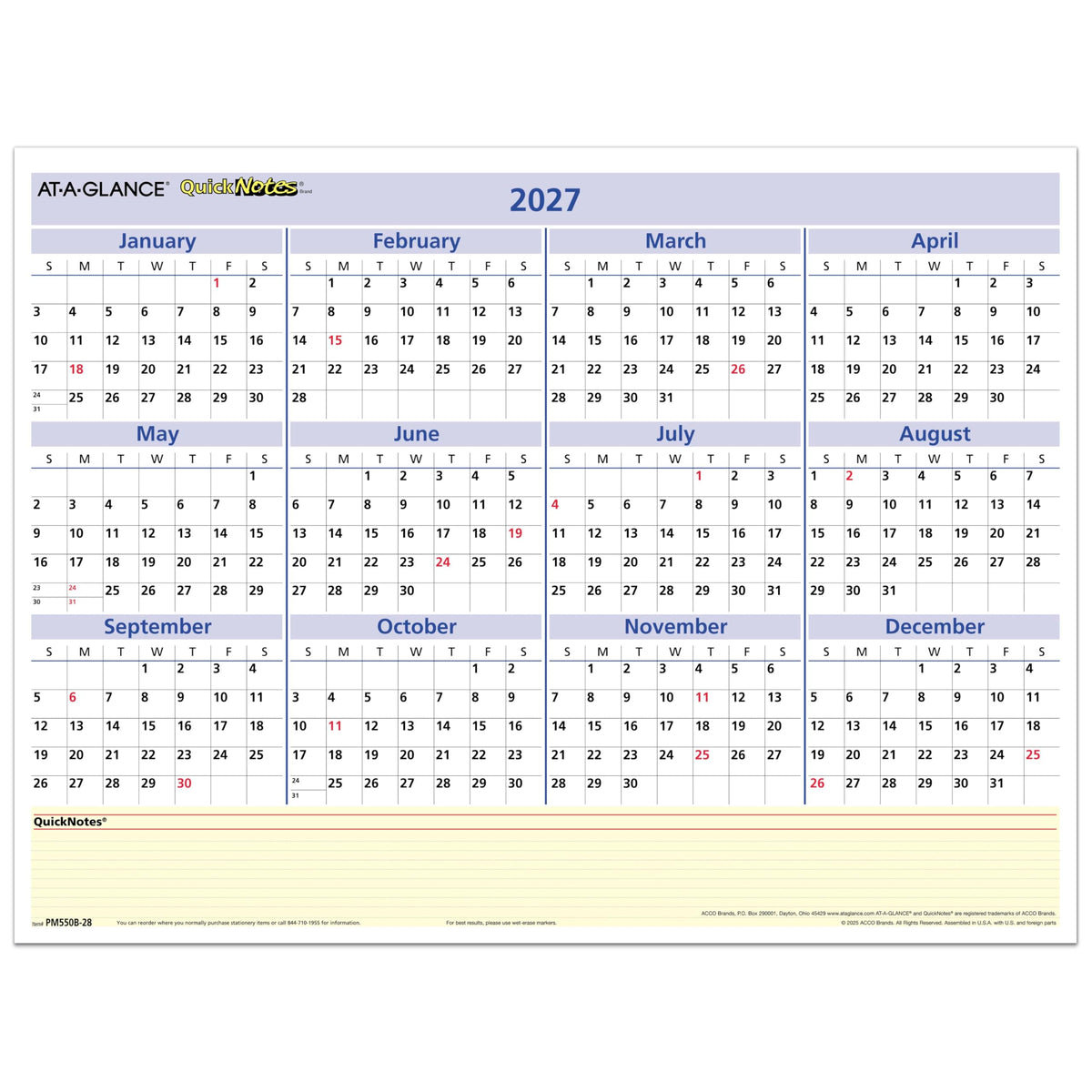 AT-A-GLANCE Planner PM550B28, 16" x 12"