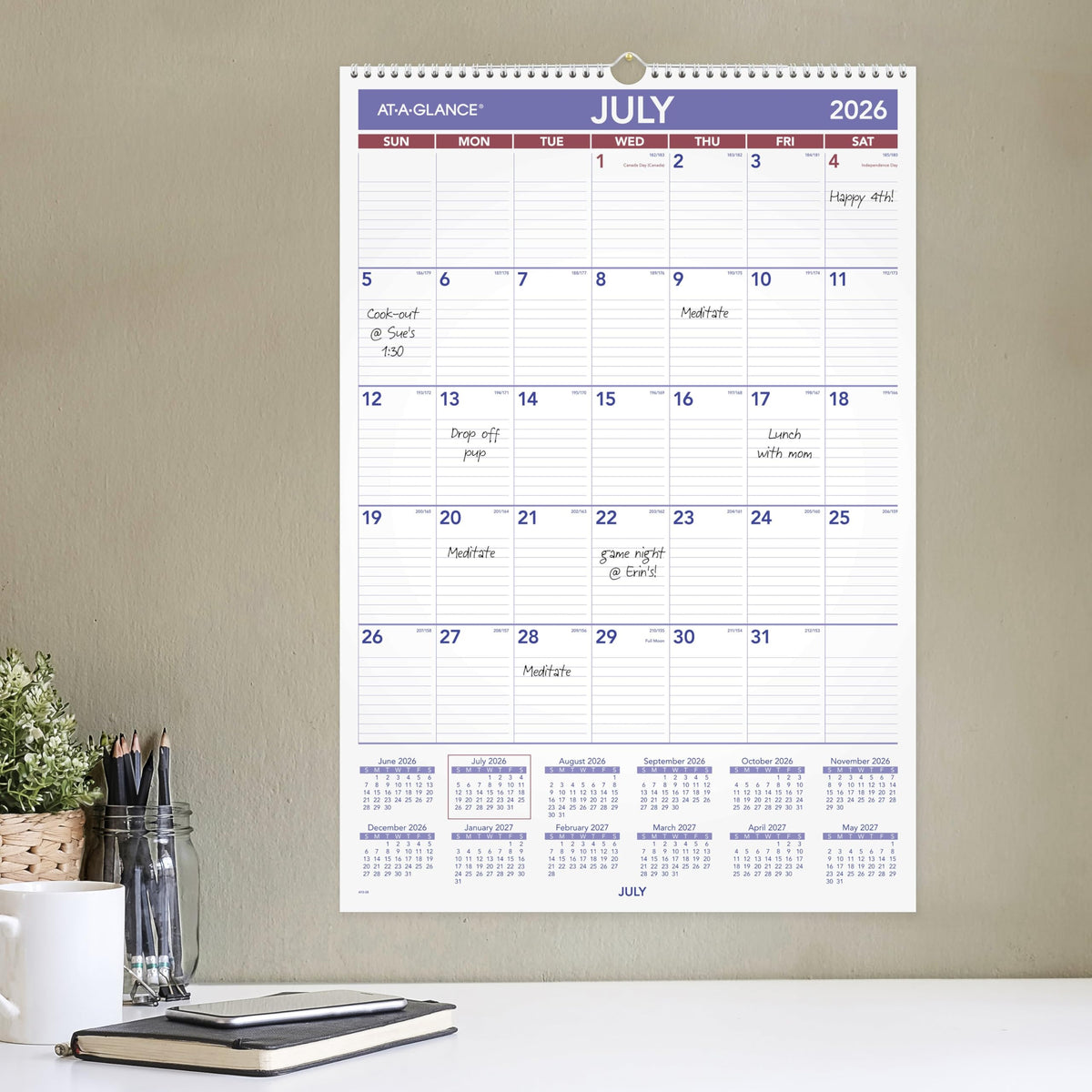 AT-A-GLANCE Calendar AY328, 15.5"W x 22-3/4"H – view 2
