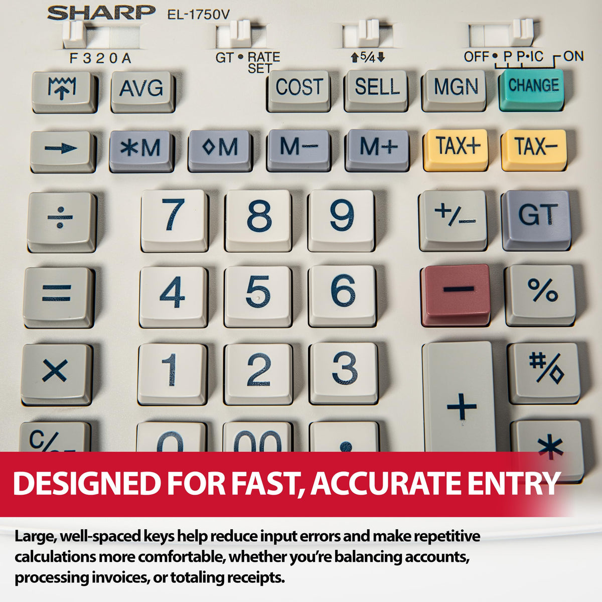 Sharp Calculator EL-1750V, 6-Pack Elongated – view 6