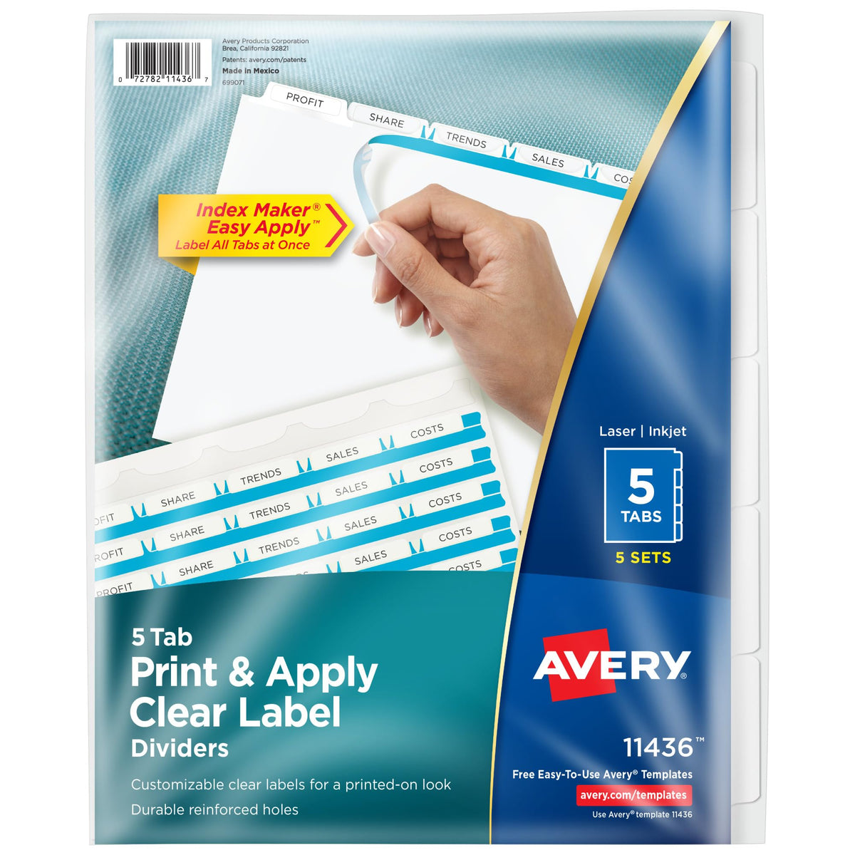 Avery Binder Divider 11436, 5 tab