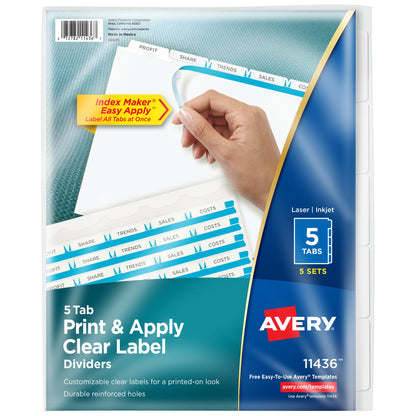 Avery Binder Divider 11436, 5 tab
