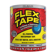 Flex Tape TFSCLRC0405 Duct Tape, 4 in x 5 ft, Clear