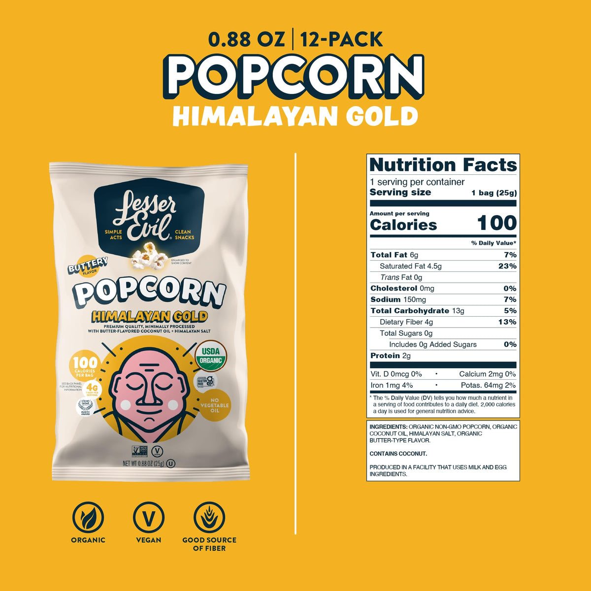 Lesserevil Popcorn, 0.88 Ounce (Pack of 12) – view 2