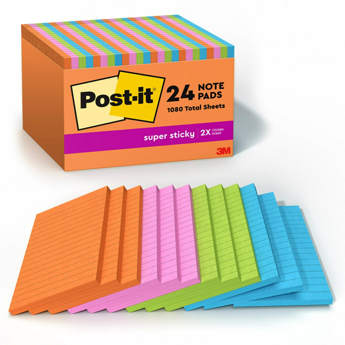 Post-it Self Stick Note 7100260205, 4 in x 6 in, Assorted, 24 Pads