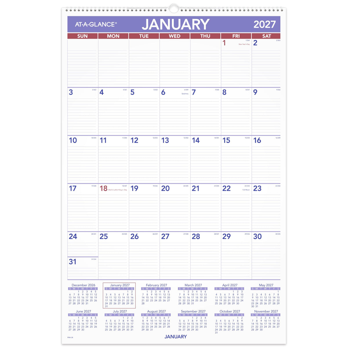 AT-A-GLANCE Calendar PM428, 20"W x 30"H