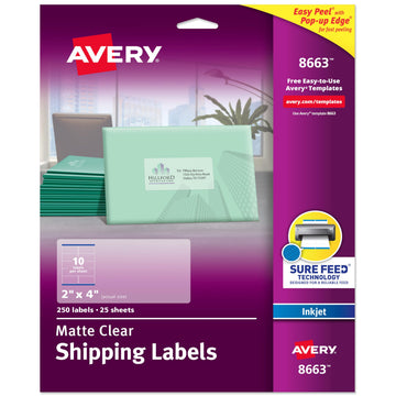 Avery Label 8663, 2" x 4", 250 Count