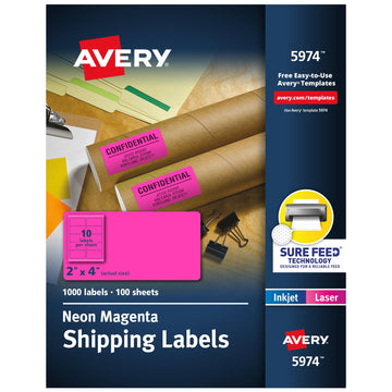 Avery Label 5974, 2 in x 4 in, 1000 Count