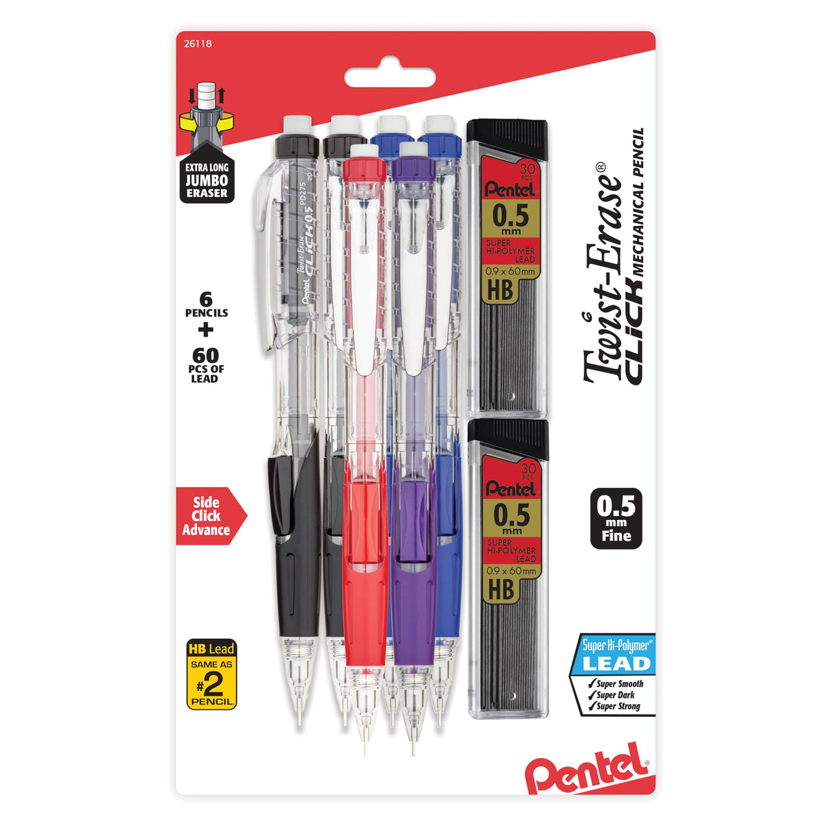 Pentel Writing Instrument PD275TLBPS6M, 6 Count