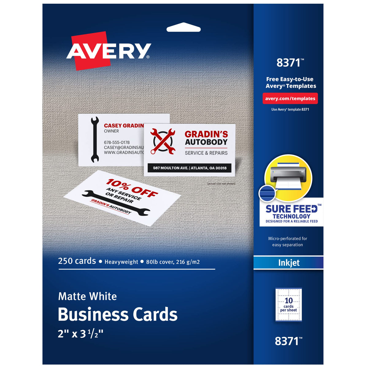 Avery Card Stock 8371, 2 x 3.5 in