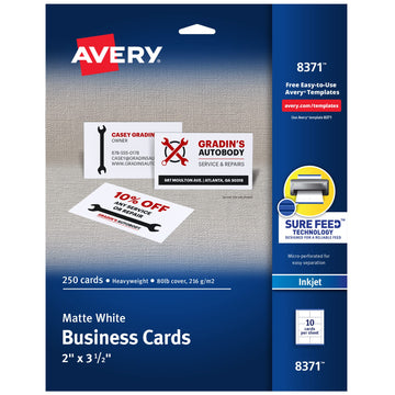 Avery Card Stock 8371, 2 x 3.5 in