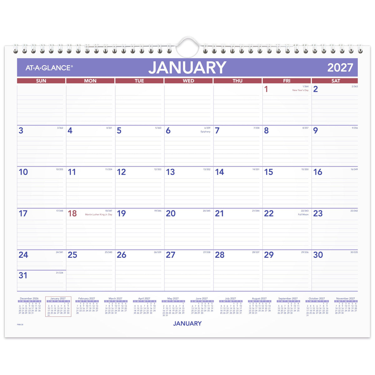 AT-A-GLANCE Calendar PM828, 15"W x 12"H