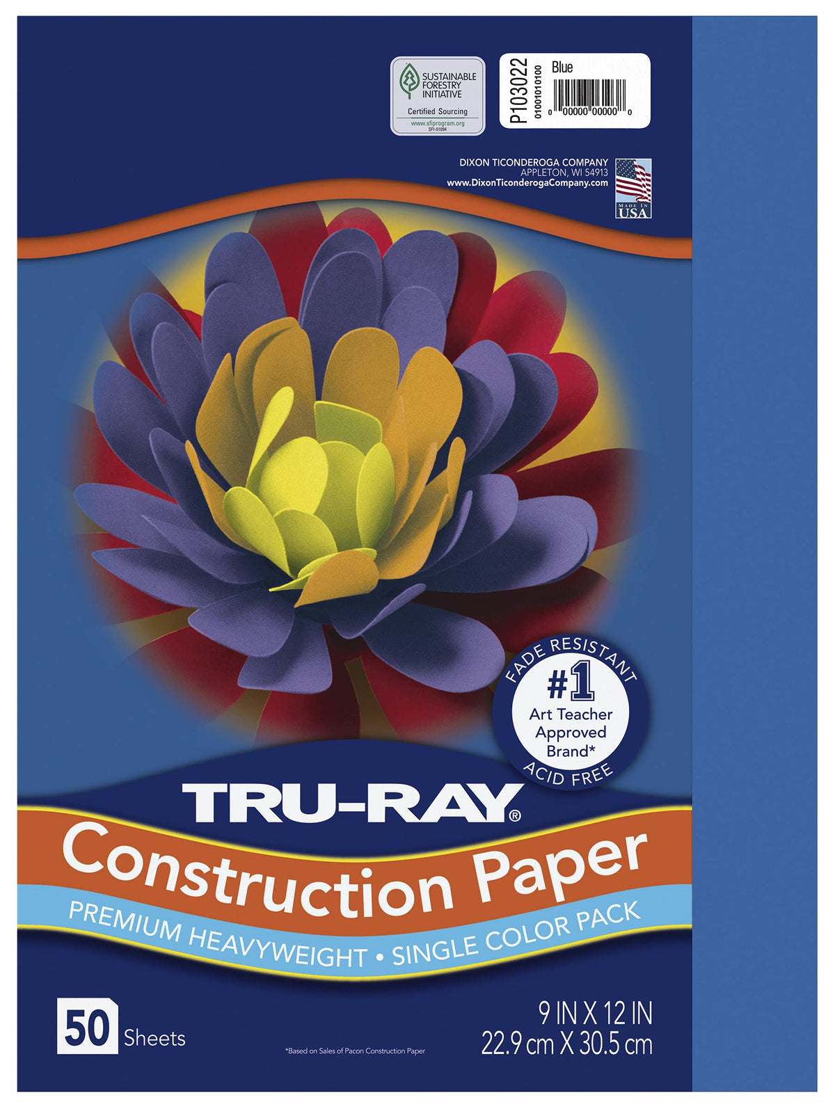 Tru-Ray Art Media Paper 103031, 9 x 12 in, 50 Count, Blue