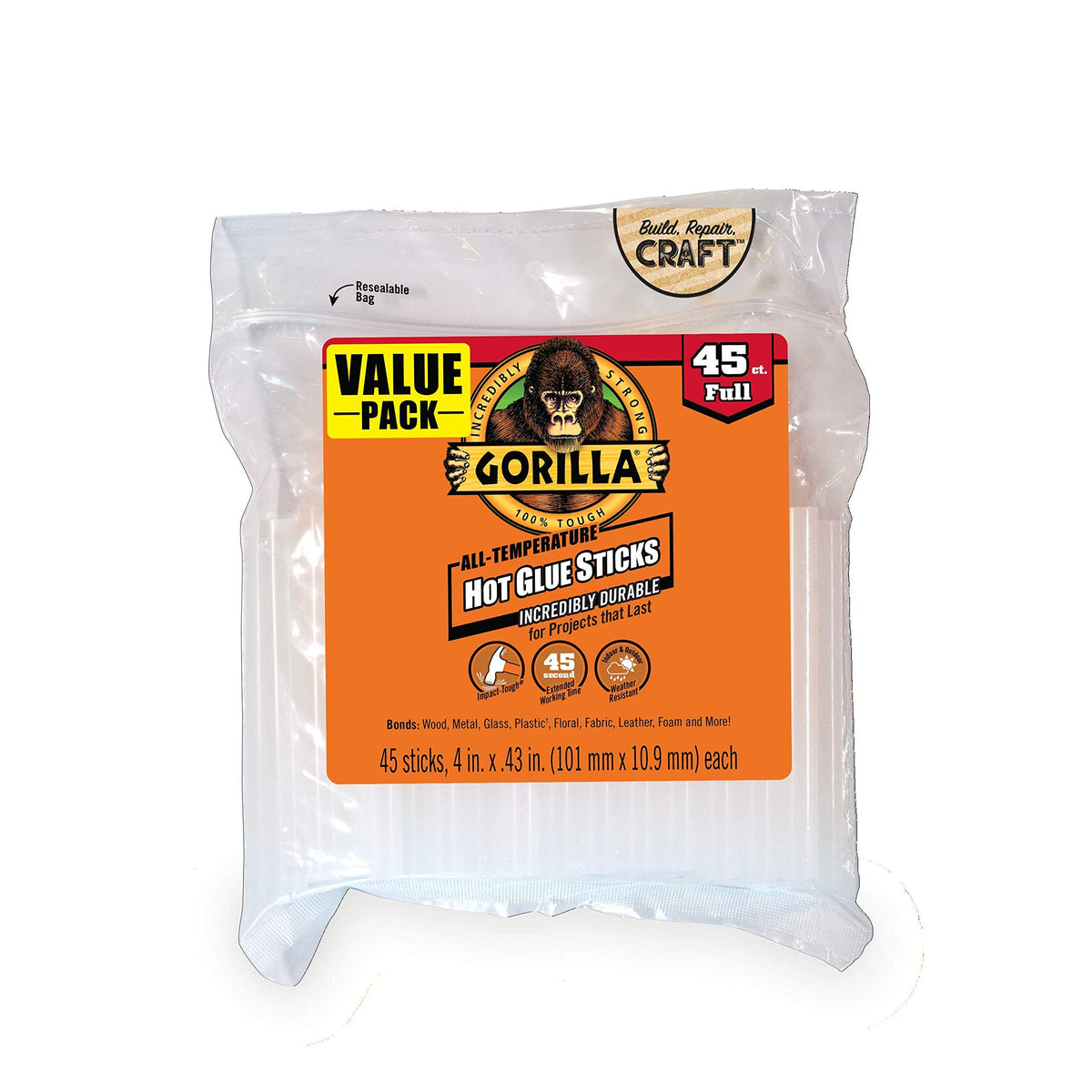 GORILLA Bonding Adhesives 3034518, 4 in, 45 Count