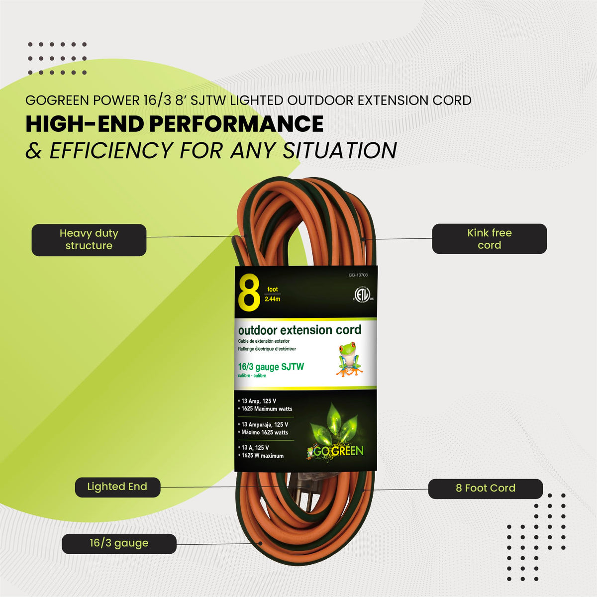 Power By GoGreen Power Cord GG-13708, 8 ft – view 5