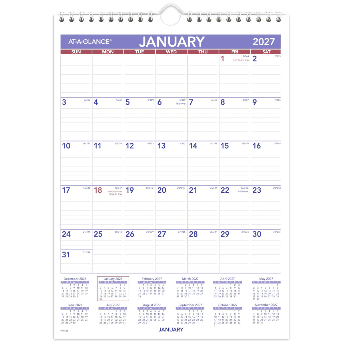 AT-A-GLANCE Calendar PM128, 8"W x 11"H