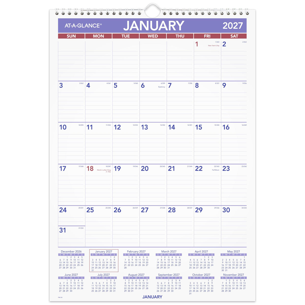 AT-A-GLANCE Calendar PM228, 12"W x 17"H