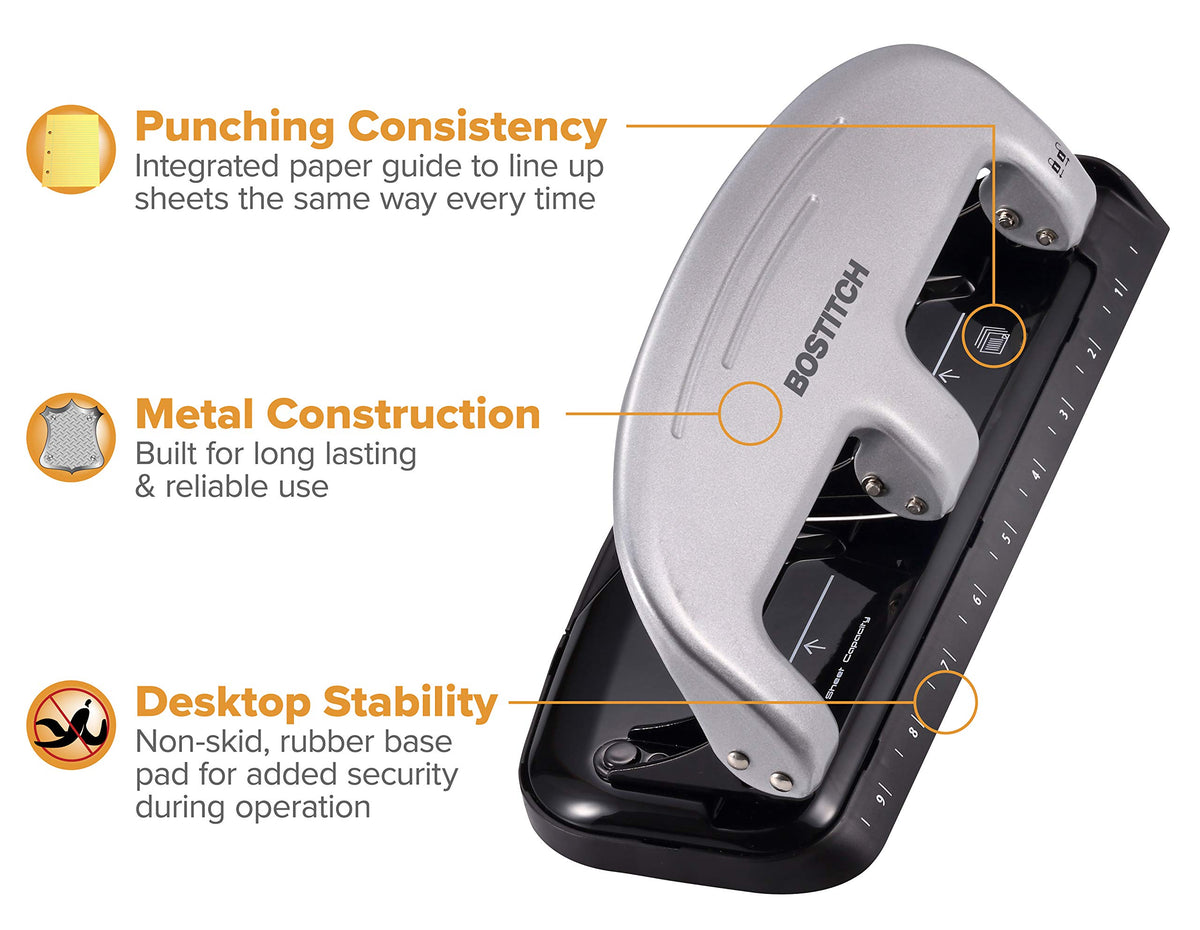 Bostitch Hole Punch 2220, 20 Sheet Black – view 5