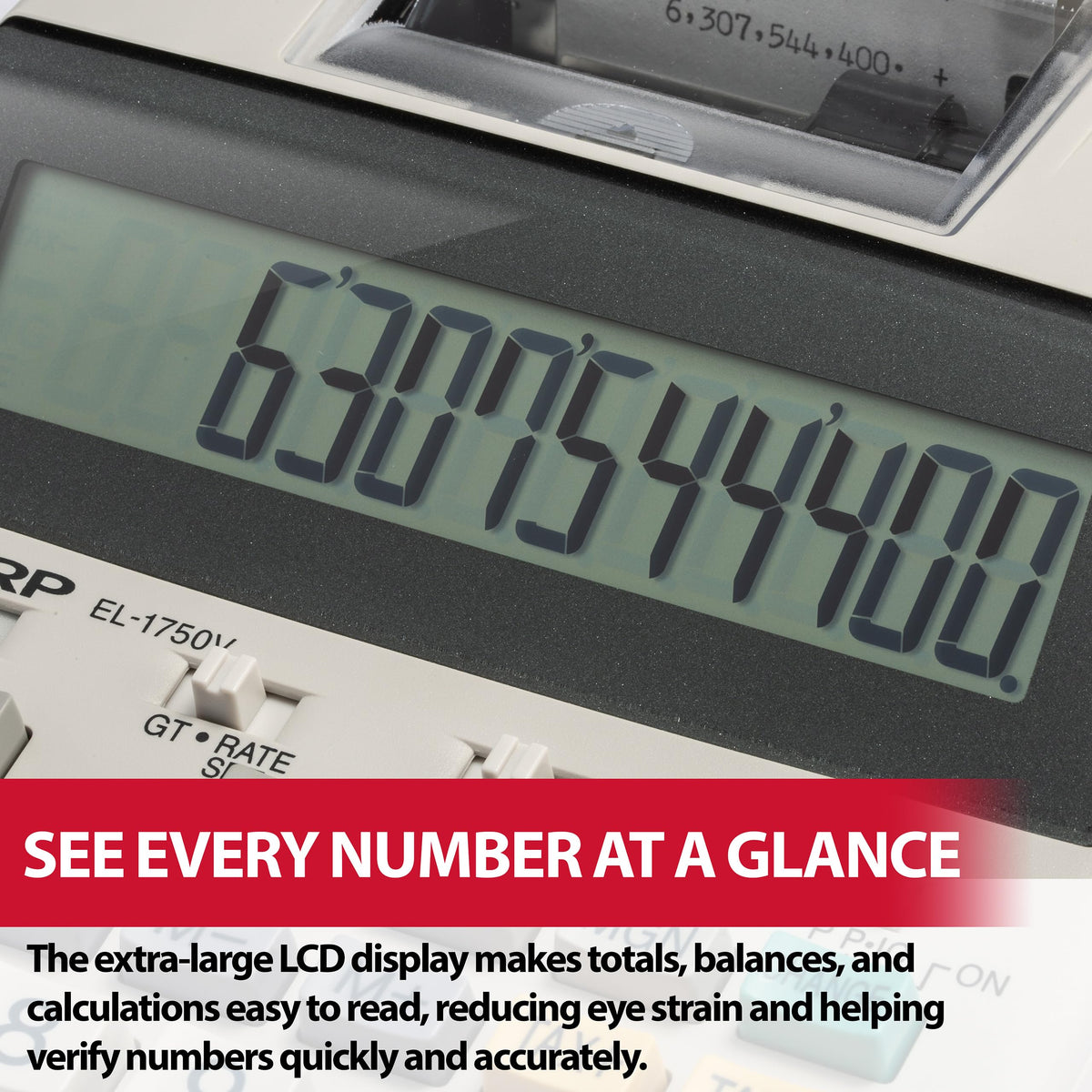 Sharp Calculator EL-1750V, 6-Pack Elongated – view 4