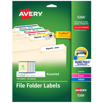 Avery Label 5266, 2/3" x 3 7/16", 750 Count