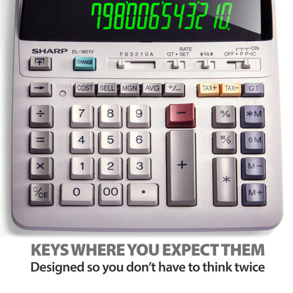 Sharp Calculator EL-1801V, 7.6 x 10.1 x 2.5 in – view 5