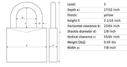 ABUS Lock 145/20 C Yellow, 20 mm – view 2